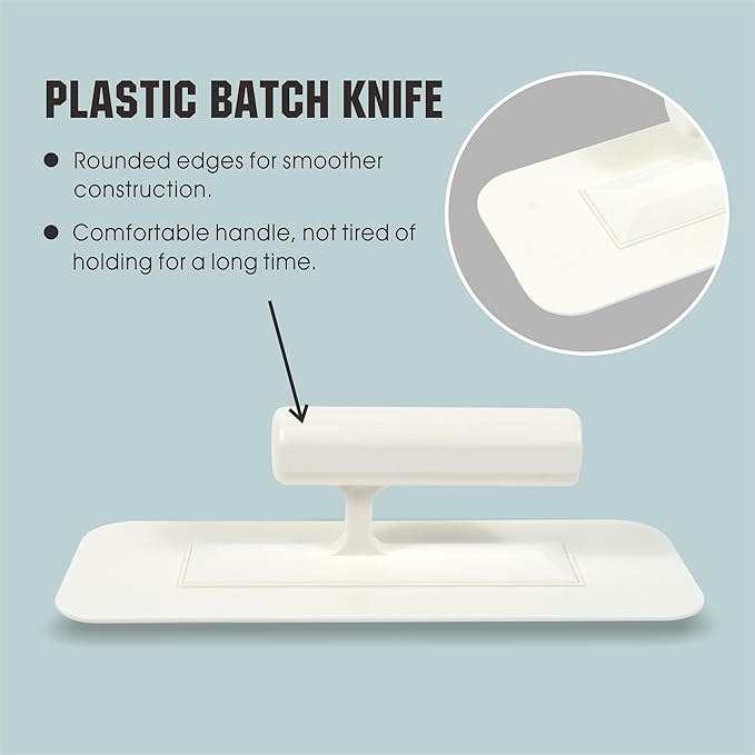 Hanroy Plastic Trowel with Comfortable Grip Handle, Includes 3.6" x 9.4'' White Finishing Trowels, Lightweight Mounting, Round End, Suitable for Scrape,Plastering and Paint Walls(D2209A)