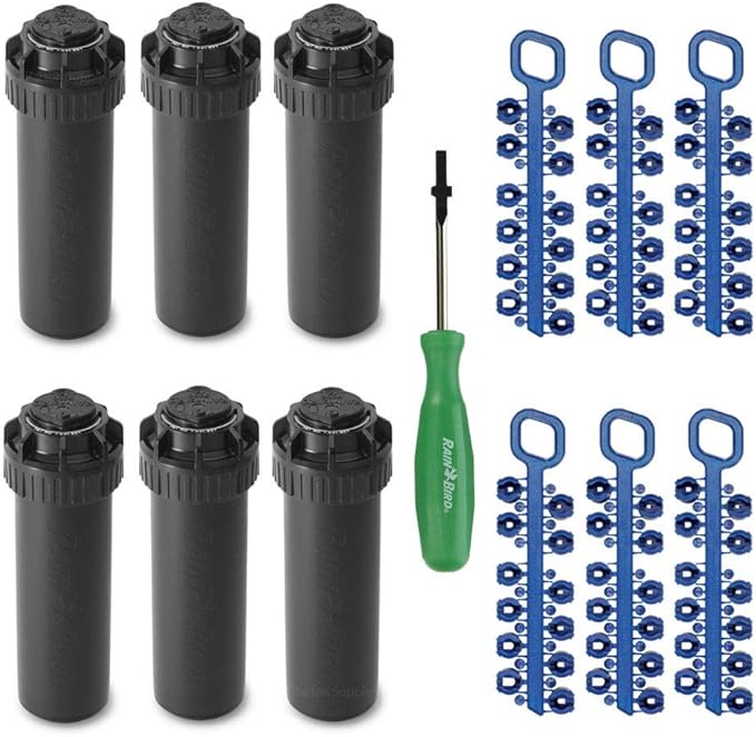 Rain-bird 5000 Series Rotor Sprinkler Head - 5004 PC Model, Adjustable 40-360 Degree Part-Circle, 4 Inch Pop-Up Lawn Sprayer Irrigation System - 25 to 50 Feet Water Spray Distance (Y54007) (6 Pack)