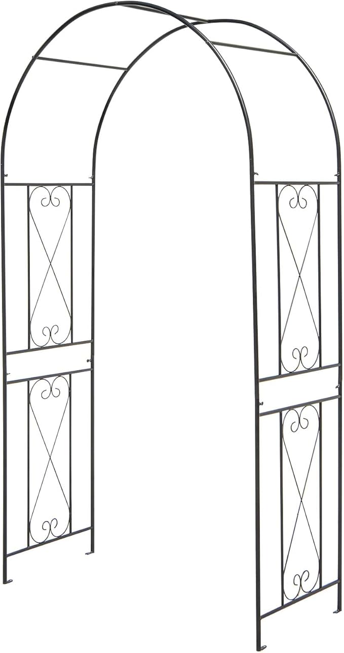 Moccha Garden Arch, 7.2Ft Metal Arbor for Climbing Plants, Vines, Roses, Outdoor Pergola Trellis with Stakes, Wide Garden Archway Arbor Trellis for Lawn Wedding