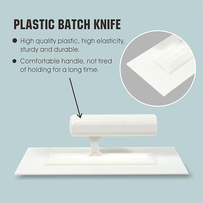Hanroy Plastic Trowel with Comfortable Grip Handle, Includes 3.6" x 8.7'' White Finishing Trowels, Lightweight Mounting, Square End, Suitable for Scrape,Plastering and Paint Walls(D2209)