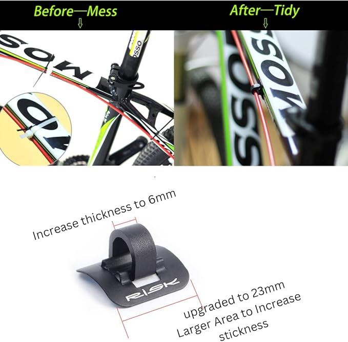 Mtb bike road bicycle c-clips clamps housing hose guide with adhesive seat for brake derailleur shift cables or oil tube, 4 pcs/pack