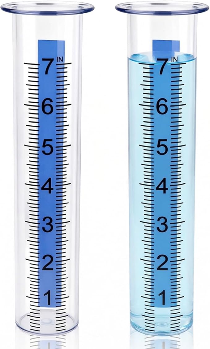2 Pcs Plastic Rain Gauge Replacement Tube, 7" Capacity Clear Rain Gauge Outdoor Replacement Tube, Freeze Proof Crack Resistant for Garden Yard Lawn (8.3 x 1.8 Inch)