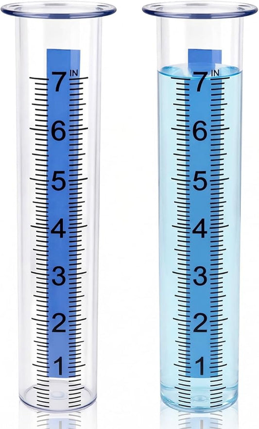2 Pcs Plastic Rain Gauge Replacement Tube, 7" Capacity Clear Rain Gauge Outdoor Replacement Tube, Freeze Proof Crack Resistant for Garden Yard Lawn (8.3 x 1.8 Inch)