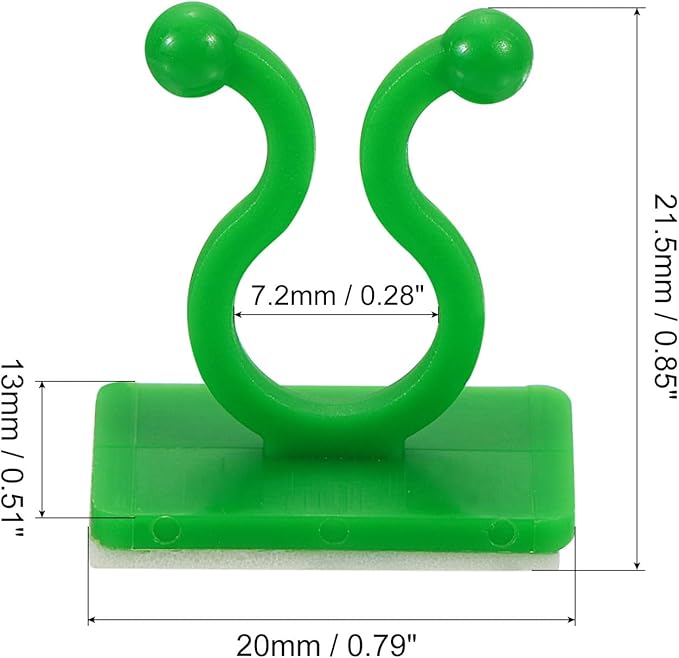 uxcell 100Pcs Plant Climbing Wall Fixture Clips, Plant Fixer Self-Adhesive Hooks Wire Fixing Supporting for Indoor Outdoor Decoration and Cable Wire Fixing (Green, 7.2mm/0.28")