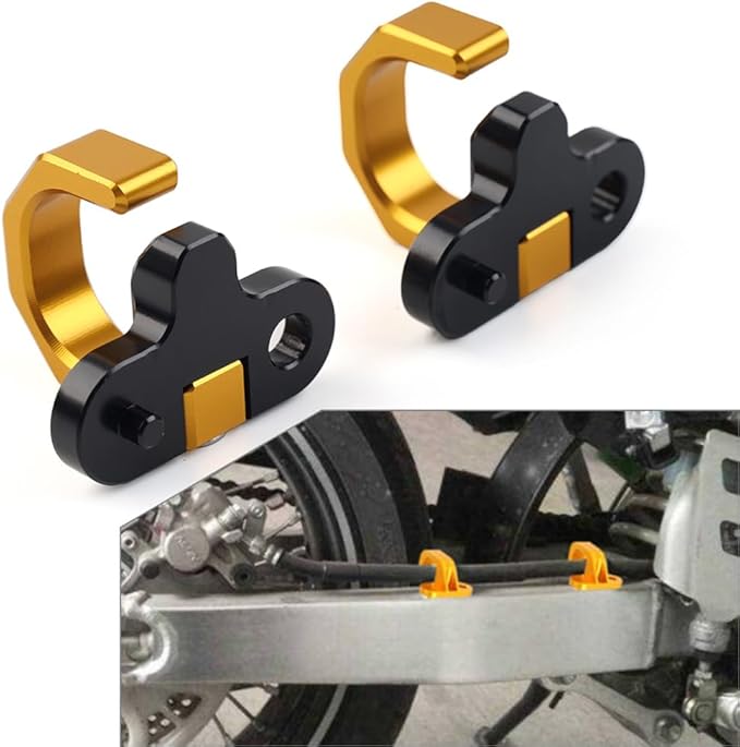 CNC Machined Aluminum Rear Brake Line Clamp Brake Hose Guide Holder with PVC Liner for Suzuki DR650SE RM125 RM250 DRZ400 DRZ250 DL1000 DL650 DRZ400SM RM-Z450 Motorcycle,Gold