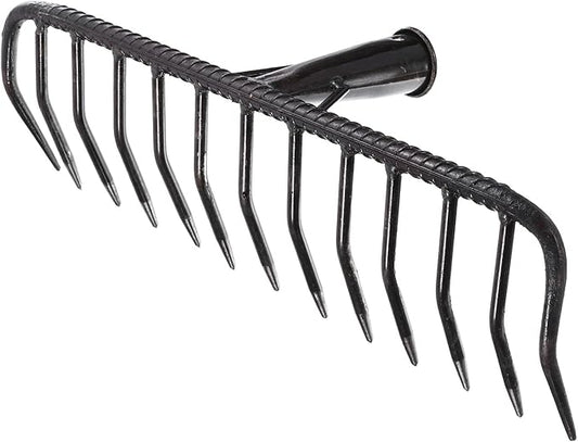 HARFINGTON Garden Rake Replacement Head 13 Tines Cast Iron Rake Head for Garden Preparation Leaf Debris Cleanup Soil Aeration Educational Tool, Black
