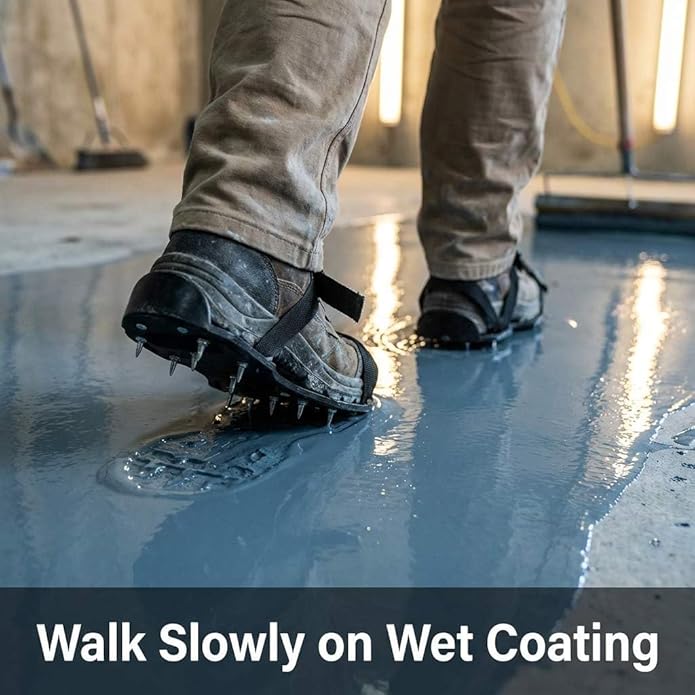 QWORK Gunite Spiked Shoes With 3/4” Short Spikes Perfect For Epoxy Floor, Overlays, Cover Installation, Green Color (Pair)