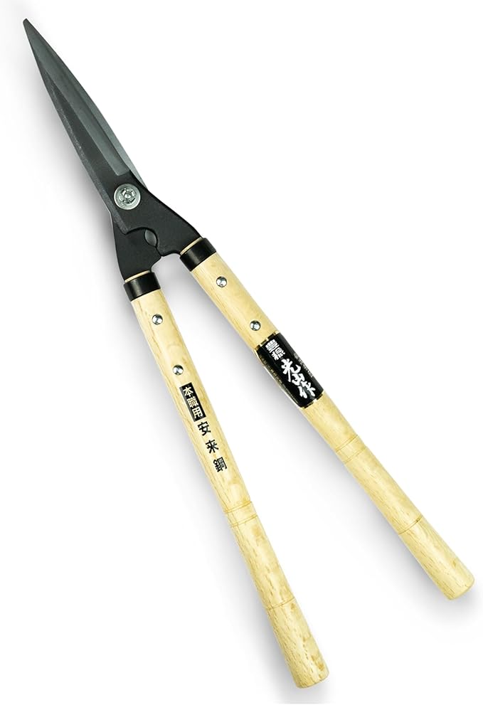 Japanese Hedge Shears, HOUNEN Professional Bypass Pruning Shears with Yasugi Steel Blades for Precise Hedge and Shrub Trimming