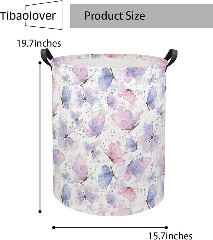 Butterfly Baby Laundry Basket Kids Hamper Animal Toy Storage Bin for Boys Room Decor Baby Nursery Hamper Gift Baskets for Bedroom Bathroom(Fancy Butterfly)