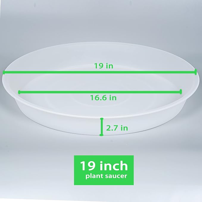 2 Pack of 19 inch Plant Saucer, 2.7" Depth Tray, Large Deep Garden Plastic Flower Planter Plant Trays for Indoors Outdoor Bath Bath (19", Clear)