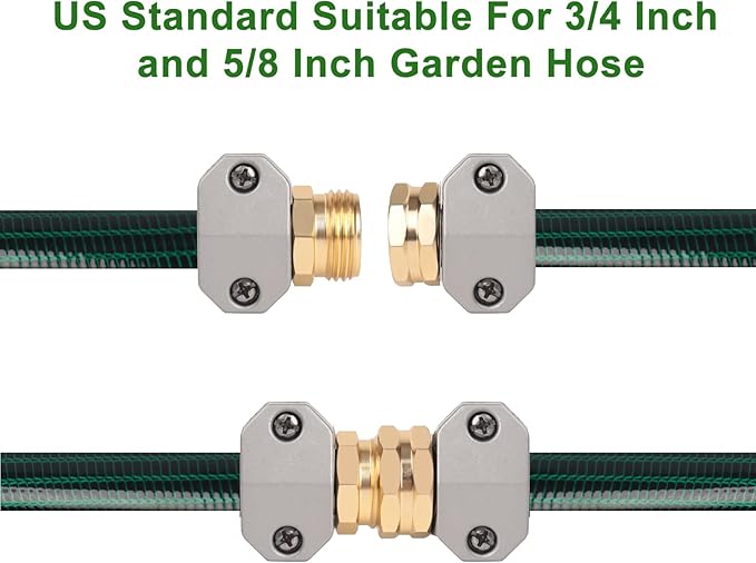 Hose repair kit,（3 Sets）garden hose repair Fittings Aluminum Female and Male With Zinc Clamp Water Hose End Repair Connector Fit 3/4 Inch And 5/8 Inch Garden Hose，garden hose repair kit