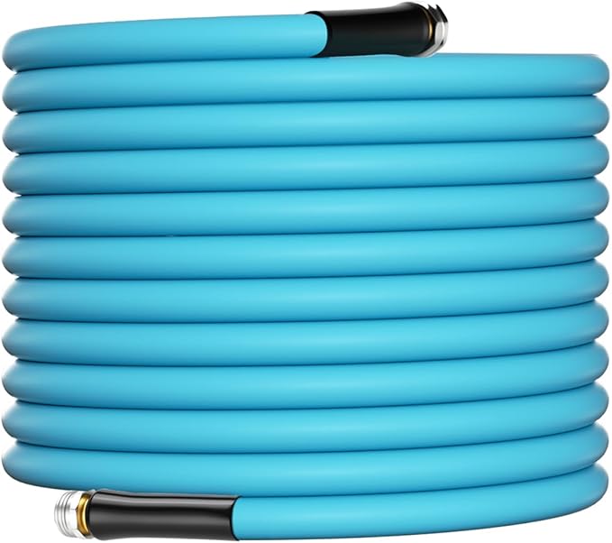 MEASUREMAN 25 Feet Lightweight Garden Hose, 5/8 inch x 3/4 inch GHT, All-Weather & Flexible, Kink-Resistant, Leak-Proof, Blue
