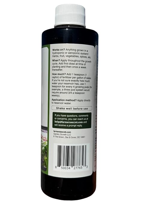 Farmer's Secret Hydroponic Booster Fertilizer - Super Concentrated 4-11-8 Formula - Use with Any Hydroponic or Aeroponic System - Great for Herbs, Veggies, Fruits, and More (8oz)
