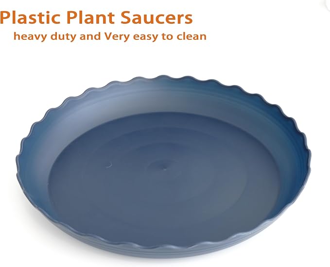 2 Pack of 16 inch Plant Saucer Plant Tray, Plastic Plant Saucer, Heavy Duty Plant Tray for Pots, Plant Saucers for Indoors Planter, Garden Water Plate Bowls for Gallon Grow Bags (Blue)