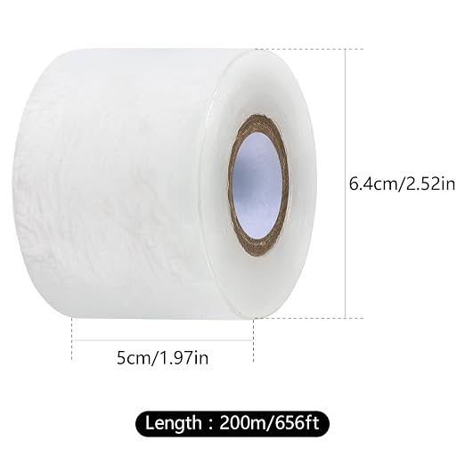 5cm Wide Fruit Tree Grafting Tape, 200 Meters Long PE Stretchable Garden Grafting Tool Plants Self Adhesive Floristry Film for Floral Tree and Poly Budding White,1 Roll