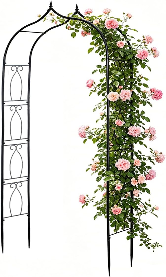 Garden Arch Trellis 8Ft Arbor for Climbing Plants Heavy Duty Thickened Metal Frame Trellises Yard Outdoor Archway Wedding Party Ceremony