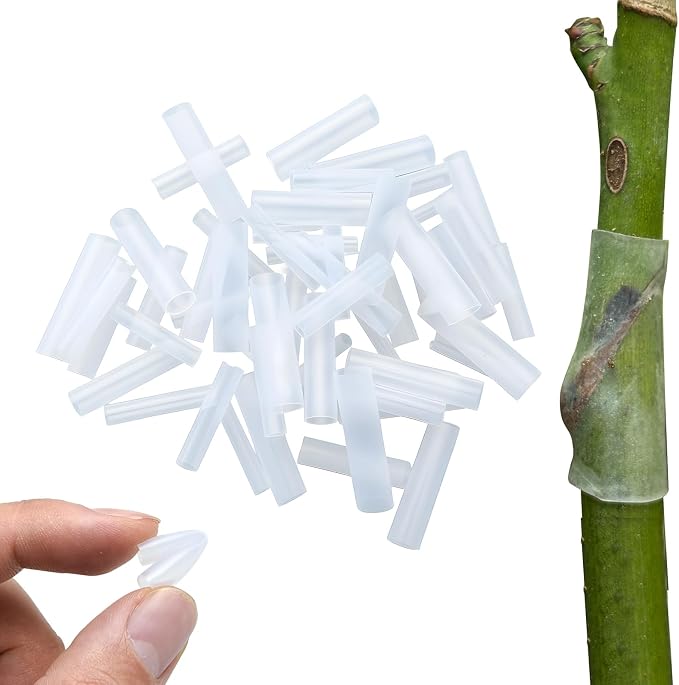 Silicone Grafting Sleeves, 3–7.5mm Flexible Grafting Tubes, High Elastic Plant Grafting Clips for Vegetables Flowers and Fruit Tree (50pcs)