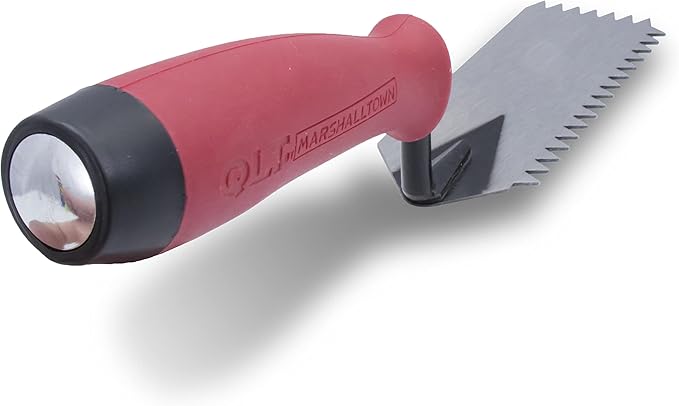 MARSHALLTOWN QLT V Notched Margin Trowel, Flooring and Tiling, Soft Grip Handle, 5 x 2 Inch, MT79
