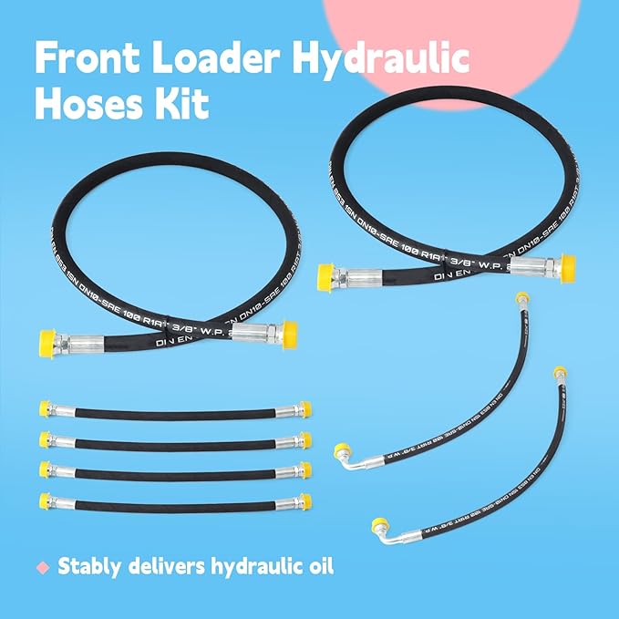 7J303-76610 75535-66620 7J999-95562 Hydraulic Hoses Kit Compatible with Kubota LA350a LA401 LA402 LA402-1 Front Loader, Include Boom & Bucket Cylinder Hoses