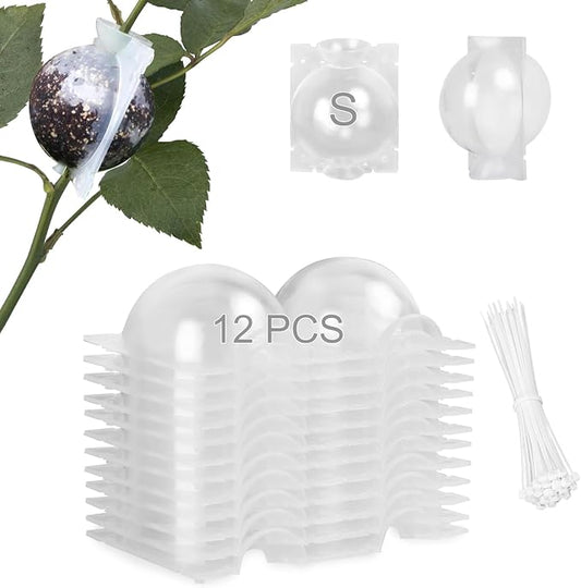 Tree Root Growing Box, Air Layering Pods Propagation Kit, Reusable Half Transparent Plants Asexual Reproduction Grafting Ball with Zip Ties for Fast Propagation Plants (12 Pcs Small)