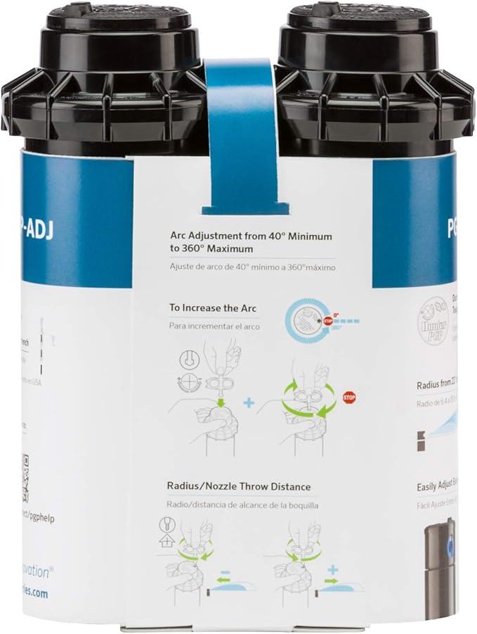 Hunter PGP-ADJ 3/4" Rotor Sprinkler,Adjustable 40°– 360° Arc,Gear Drive,4" Pop Up Sprinkler,Lawn Irrigation Head,22–52 ft Spray Distance,Preinstalled 3.0 GPM Nozzle,(Pack of 24)