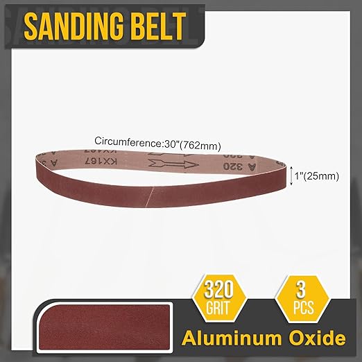 1 x 30 Inch Sanding Belt, 3 Pcs 320 Grit Knife Sharpener Belts Work Sharpening for Belt Sander Knife Carving Tool Metal Working