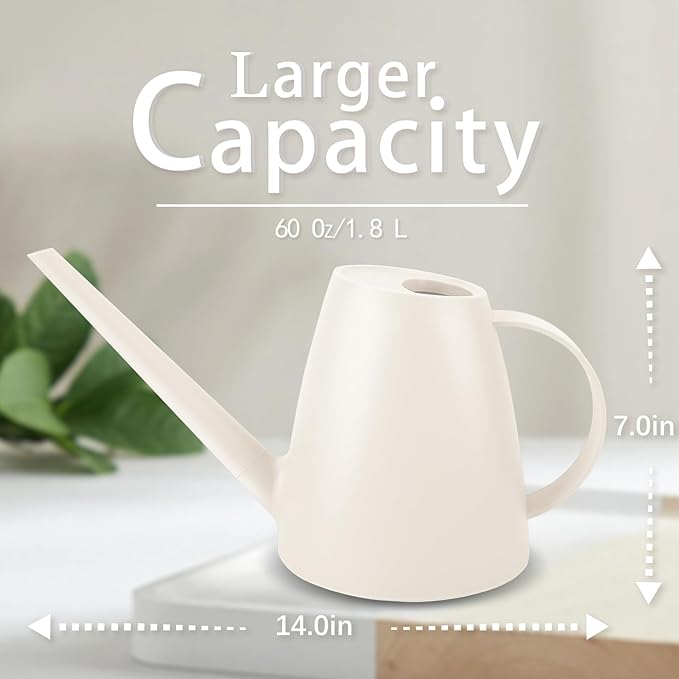 Watering Can for Indoor Plants, Small Watering Cans for House Plant Garden Flower, Long Spout Water Can for Outdoor Watering Plants 1. 8L 1/2 Gallon (White)