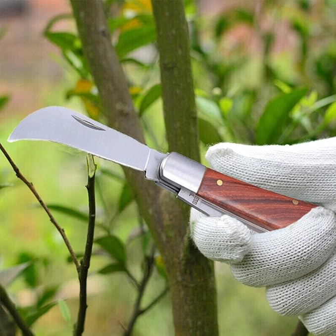 Double Blades Garden Knife for Budding Pruning with 3 Rolls Grafting Tape, Flexible Grafting Kit for Floral Fruit Tree