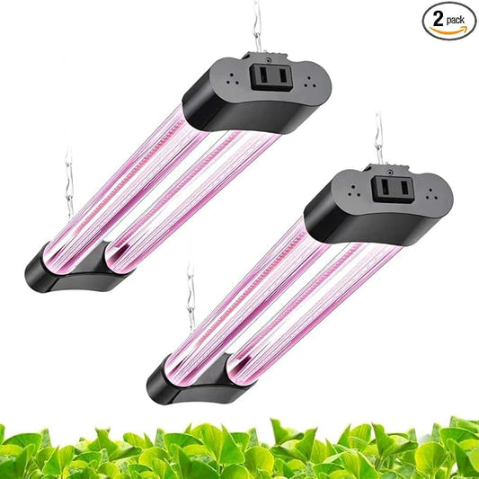 Hlite 16inch 2 Pack LED Grow Lights - Linkable Grow Lights for Indoor Plants, Full Spectrum Plant Lights Plug and Hanging with On/Off Switch Hanging Grow Light Seedling to Flowering, Pinkish White