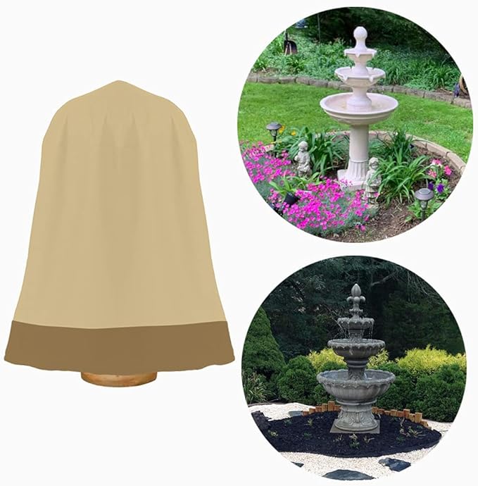 Outdoor Water Proof Large Fountain Cover Waterproof Heavy Duty Cover for Winter Outdoor Garden Fountain Statue 52 Inch Diameter, 68 Inch Tall