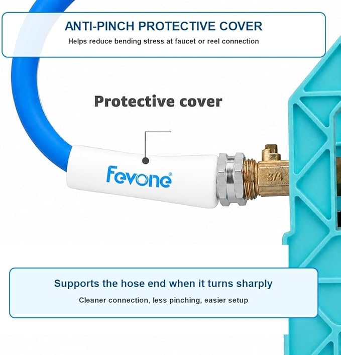 FEVONE 50 ft x 5/8 in Garden Hose, Drinking Water Safe Flexible Water Hose, Heavy Duty Hybrid Polymer Hose, Kink-Resistant, 3/4 in GHT Aluminum Fittings, Leak-Free, 600 PSI