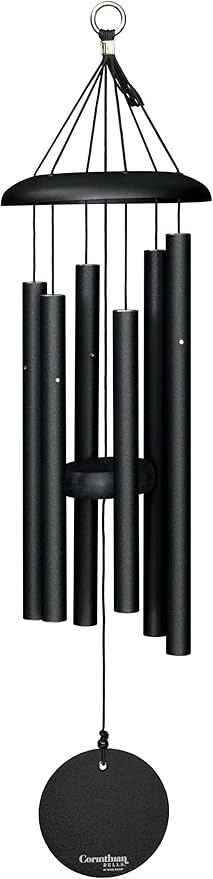 Corinthian Bells 27 Inch Black Wind Chimes for Outside, Modern Outdoor Metal Wind Chime for Patio Decor, Made in USA