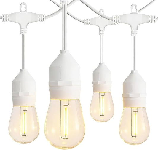 Banord Outdoor String Lights, 50FT Waterproof Patio Lights with 1W Dimmable LED Bulbs, Hanging String Lights for Outdoor Backyard, Garden, Deck, Porch, Gazebo, Balcony, Camping, Party(White)