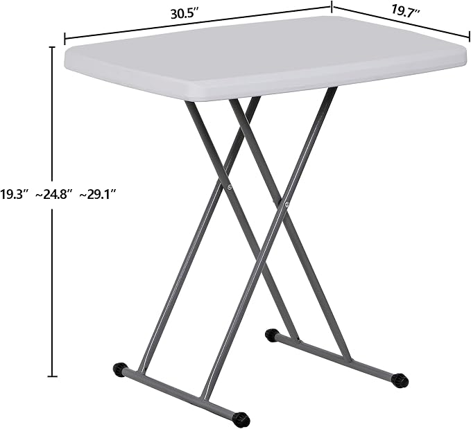 SUPER DEAL 2.5 Foot Plastic Folding Table, Indoor Outdoor Portable Heavy Duty Adjustable Height Kitchen or Camping Barbecues Picnic Party Tray Table, White