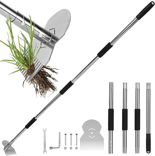 Garden Tools,Weeder Tool,63" Weed Puller Tool with Long Handle,Easy Weeding Without Bending or Squatting Down,Weeding Tools Suitable for Farm Planting,Gardening(Silver 12 Claws)
