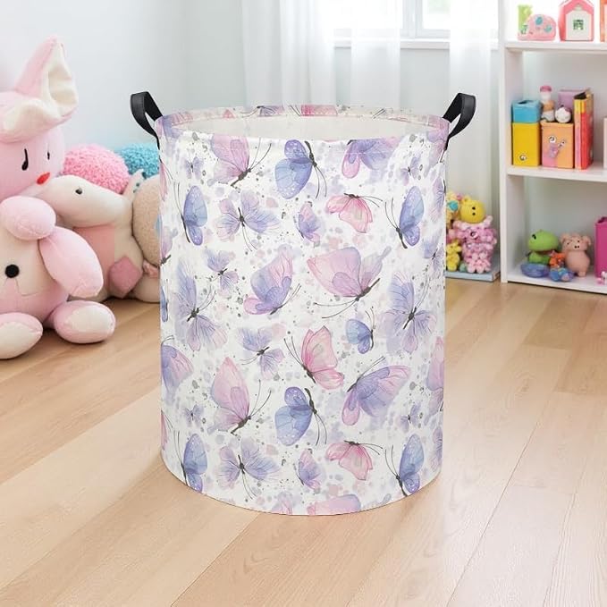 Butterfly Baby Laundry Basket Kids Hamper Animal Toy Storage Bin for Boys Room Decor Baby Nursery Hamper Gift Baskets for Bedroom Bathroom(Fancy Butterfly)