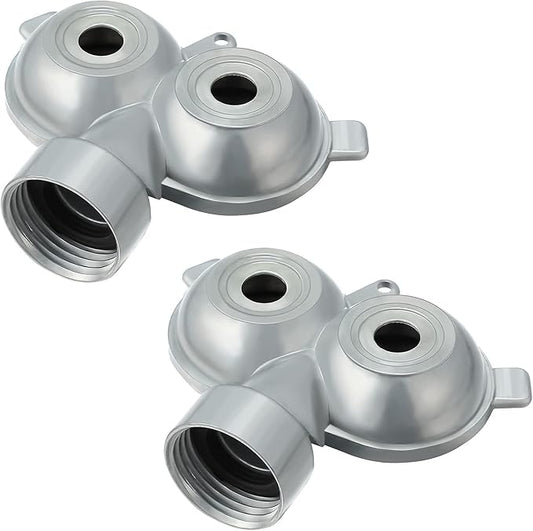 Honoson 2 Pcs Circle Pattern Twin Spot Sprinkler Metal Lawn Garden Rotating Water Spray Sprinkler 360 Degree for Lawn Yard, Silver