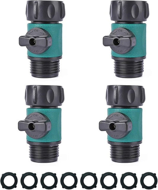 Shut Off Valve, Water Hose Turn Off Valve Garden Hose Connector Set with Rubber Gaskets (12PCS)+Leak-Free Ball Valve (4PCS) Standard 3/4" Thread
