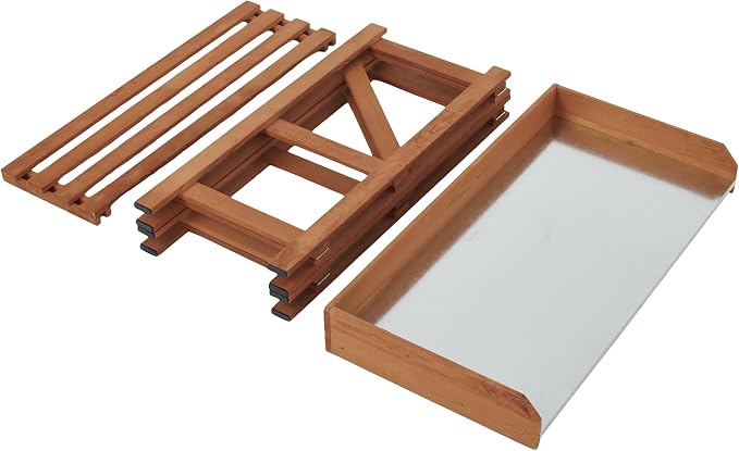 Folding Potting Bench Table, Outdoor Workstation with Galvanized Tabletop and Storage Shelf for Garden, Deck, Balcony, Easy Assembly