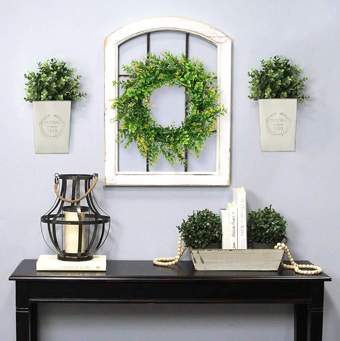 LESEN Set of 2 Farmhouse Metal Wall Planter,Rustic Wall Decor Country Hanging Wall Vase Box for Plants Flower Home Decoration