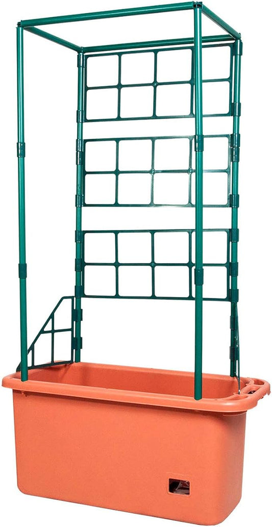 Hydrofarm GCTR 10 Gal Tomato Garden Planting Grow System with 4 Foot Trellis Tower on Wheels for Indoor/Outdoor Climbing Vines, Flowers, and Gardens