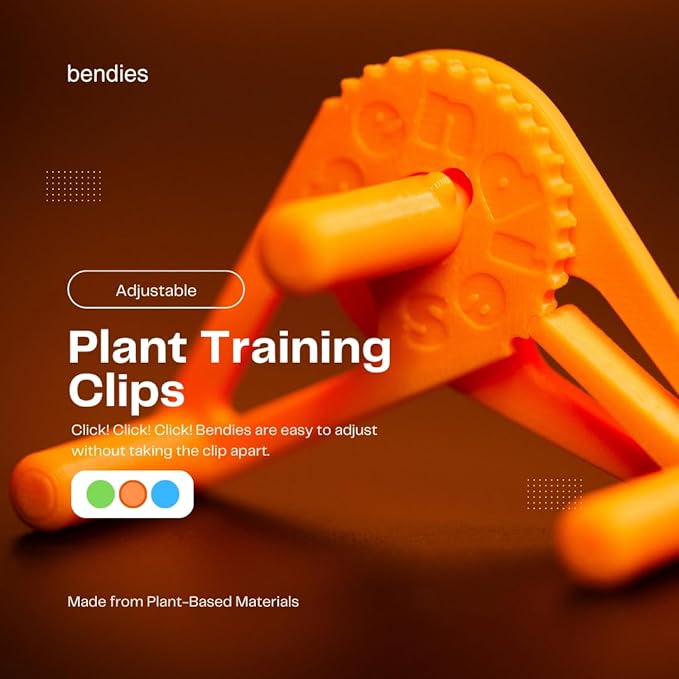 Bendies LST Plant Training Clips 15 Pack Orange - v2.0 Adjustable Low Stress Support Clips for Stem Bending, Grow Tent, Plant Ties & Gardening Accessories