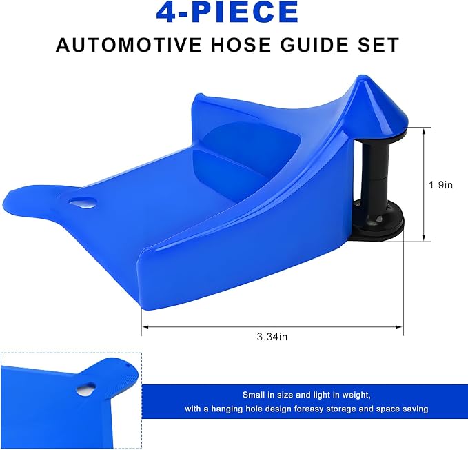 4 PCS Car Hose Guide, Plastic Detailing Tire Hose Roller Preventing Stucking & Snagging Under Tires, Wheel Rolling System Tool Washer Hoses Guide for Car Truck SUV RV ATV (Blue)