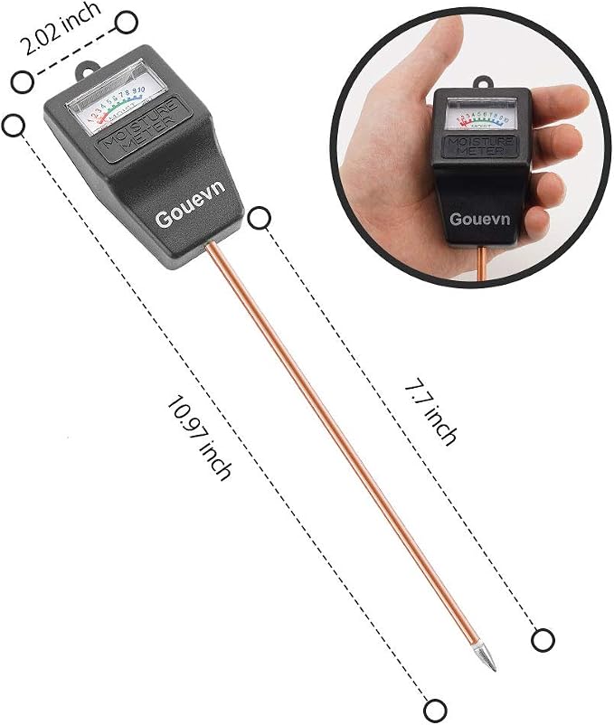 Gouevn Soil Moisture Meter, Plant Moisture Meter Indoor & Outdoor, Hygrometer Moisture Sensor Soil Tester Plant Water Meter for Potted Plants Garden, No Battery Needed (Black)