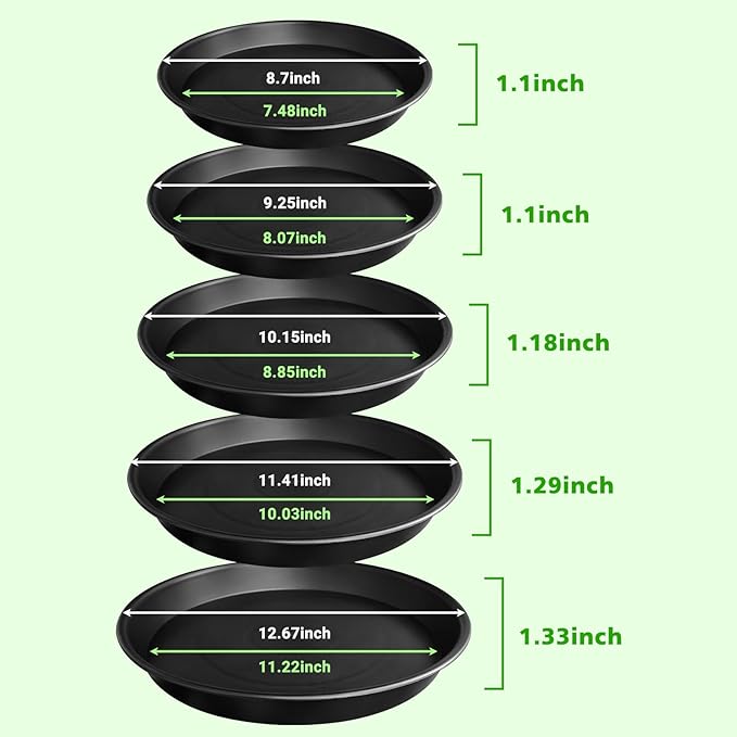 U0U 5 Size Round Stepping Stone Mold,8.7" 9.25" 10" 11.4" 12.6" Stepping Stone Molds for Concrete,Black Plastic Concrete Molds for Casting Garden Pathmate Precast and Forms Walkway