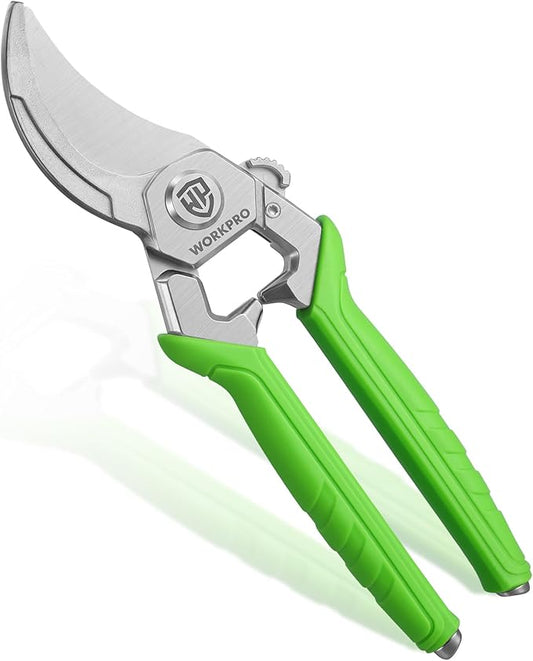 WORKPRO 8.5" Bypass Pruning Shears, Professional Garden Shears with Forged Stainless Steel Blades, 3/4" Cut Capacity, Spring-Loaded, Safety Lock, Hand Pruner for Trimming, Bonsai, Flowers