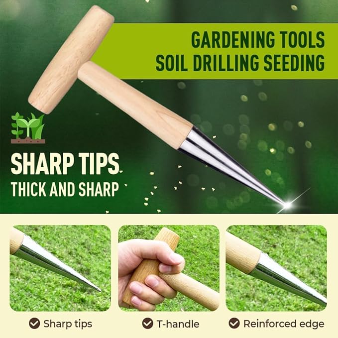 Plant Hole Digger for Planting, 2026 Hand Dibbler Seed Planter Tool, Bulb Planter Tool, Seeds Transplanting Plants Planting Bulbs, Garden Seed Dispenser for all vegetable fruit flower seeds (1pc)