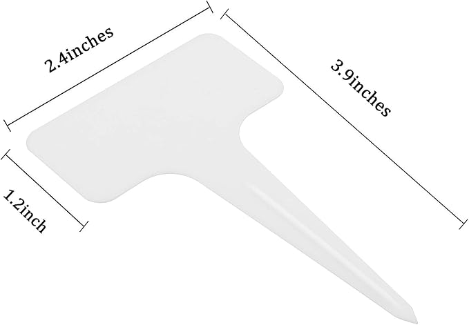 Whaline 100 Pcs Plastic Plant Labels White T-Type Garden Stake Tags Waterproof Plant Markers Reusable Plants Signs for Outdoor Indoor Nursery Potted Plants Seed with A Black Marker Pen (6 x 10 cm)