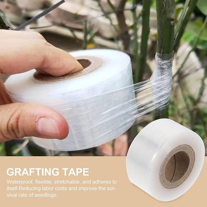2Pcs Grafting Tape for Fruit Trees,656FT PE Stretchable Clear Floral Tape Film Self-Adhesive,Garden Plants Repair Budding Tapes for Fruit Trees, for Fruits, Floral and Tree