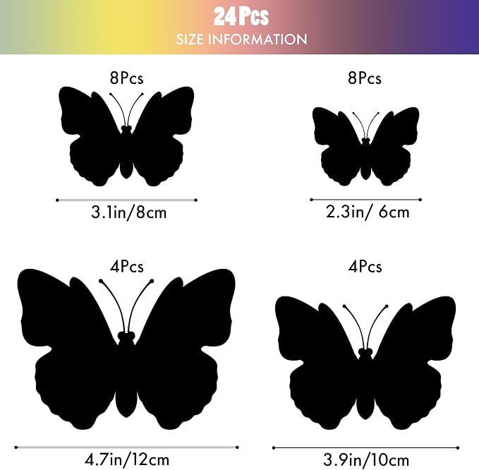 SAOROPEB 3D Butterfly Wall Decor, 24 Pcs Double Layer Butterfly Decorations for Party Decorations Locker Decor Refrigerator Decal, Reusable (Yellow)